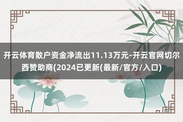 开云体育散户资金净流出11.13万元-开云官网切尔西赞助商(2024已更新(最新/官方/入口)